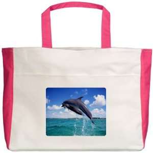  Beach Tote Fuchsia Dolphins Singing 