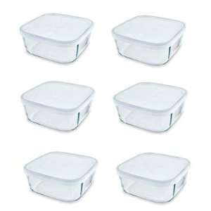 Set of 6 Fido Glass Square Stoare Container with Lid   6  