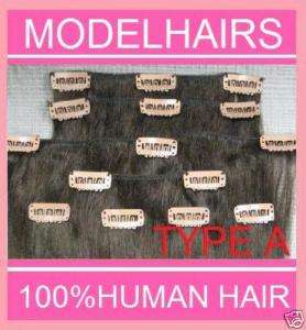 CLIP IN 100% HUMAN HAIR EXTENSION CLIP ON 24 #A (8PCS)  