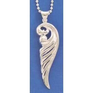  Sterling Silver Ornate Angel Wing Pendant ONLY, 2 inch 