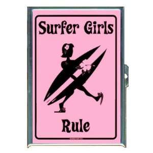 SURFER GIRLS RULE PINK FUN ID Holder, Cigarette Case or Wallet MADE 