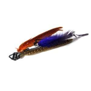  Natural and Orange Dyed Pheasant Feather Hair Extension 
