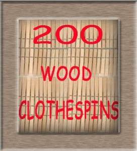 200 LARGE OLD STYLE WOODEN SPRING CLOTHESPINS *NEW*  