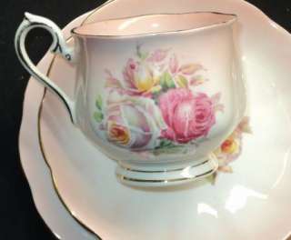 Royal Albert RAINBOW PINK ROSE CLUSTER Simply Tea cup and saucer Trio 