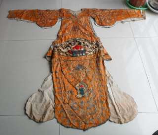 Chinese old hand embroidery long robe Costume  