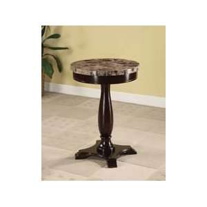  Round Pedestal Table with Marble Veneer Top and Espresso 