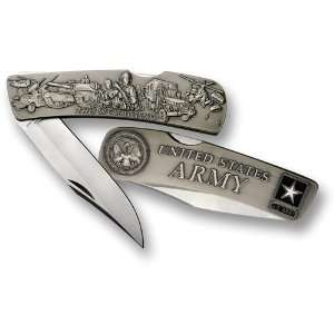   Army Lockback Knife   Large Nickel Antique 