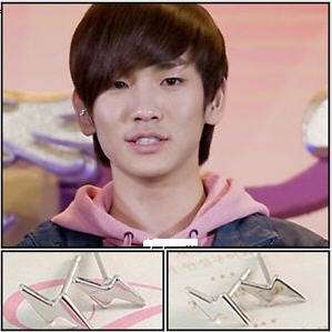 Korea Drama SHINee Key Silver Lightning Earrings DE15  