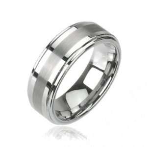  Tungsten carbine ring with matte finish center, 13 