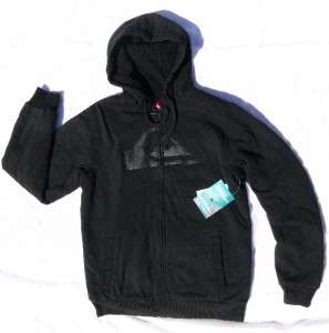 NEW Quicksilver Black Fleece Lined Hoodie Sweatshirt Jacket Mens 