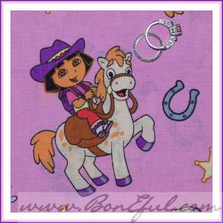   Dora Monkey Boots Cowgirl Hat Horse Pony VTG Cotton Quilt Girl  