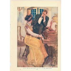    1911 Victorian Print of Man Woman At Piano: Everything Else