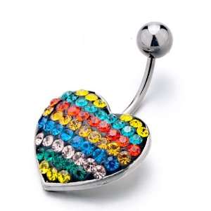  Colorful Birthstone Shining Heart Fashion Belly Button 
