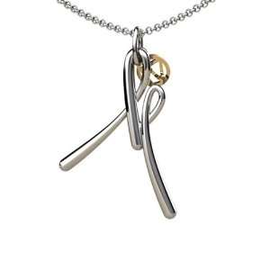   14K Gold Script Initial M Pendant with chain Franco Vincente Jewelry