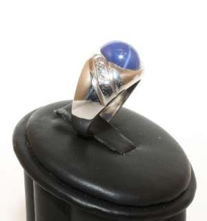 14K White Gold 3.06ct Blue Star Sapphire & Diamond Ring  