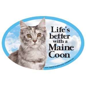  Cat (Maine Coon) Oval Dog Magnet for Cars