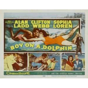 Boy on a Dolphin Poster Half Sheet 22x28 Alan Ladd Clifton Webb Sophia 