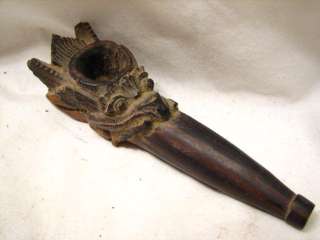 UNIQUE HAND CARVED ROSEWOOD WOOD FIGURAL PIPE DRAGON  