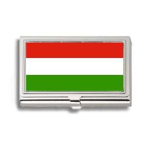   Hungarian Flag Business Card Holder Metal Case: Office Products