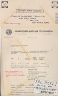 1943 FORT WORTH TEXAS CONSOLIDATED AIRCRAFT GIGNILLIAT  