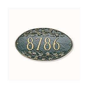  Ivy Oval Wall Mount Address Plaque   RED/GOLD LETTERS 