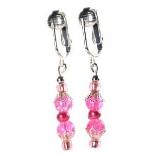   Couture Clip on Earrings with Crackle Glass Crystal Accent: Jewelry