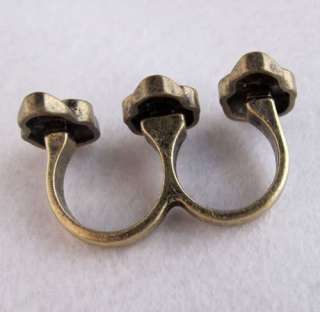 HOT Fashion Bronze Cool Skull Design Two Finger Semi ring Ring r411 