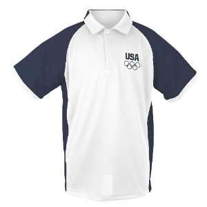 Team USA Mens Short Sleeve Coaches White Polo Shirt:  