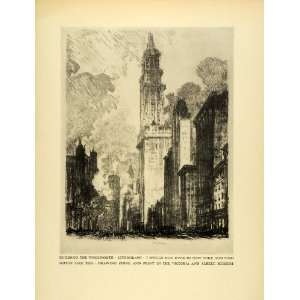  1925 Print Buidling Woolworth New York City Street Joseph 