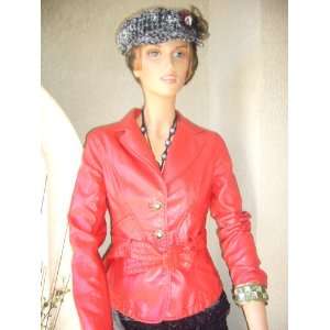  Red faux leather jacket A line fitting 