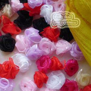 Mixed Organza Ribbon Roses 15mm Appliques Scrapbooking Sewing Craft OR 