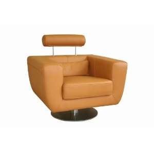    Swivel Action Light Brown Leather Club Chair: Home & Kitchen