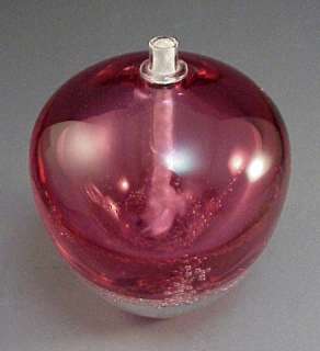 Signed Buzz Blodgett Art Glass Cranberry Oil Lamp  