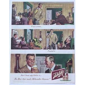  1948 Schlitz Beer Made Milwaukee Famous Print Ad (276 