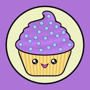  Cuppy Cake Purple Kawaii Round Stickers Arts, Crafts 