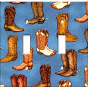  Switch Plate Cover Art Cowboy Boots Denim Western DBL 