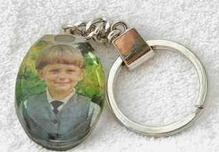 Custom Personalized Picture Crystal Photo Oval Keychain  
