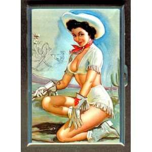 KL SEXY VINTAGE COWGIRL PIN UP ID CREDIT CARD WALLET CIGARETTE CASE 