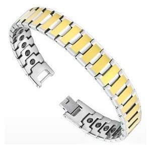    Gold Plated Solid Link Mens Tungsten Carbide Bracelet: Jewelry