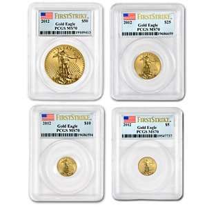  2012 4 Coin Gold American Eagle Set MS 70 PCGS (FS): Toys 