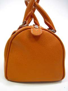 RAFE Orange Leather Canvas Satchel Shoulder Handbag  