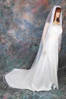 1T White Pearl Edge Bridal Wedding Veil Cathedral  