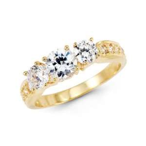   Engagement Ring CZ Cubic Zirconia Yellow Gold Jewelers Mart Jewelry