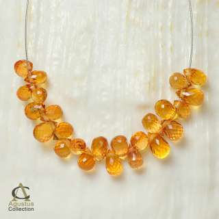 24 Orange SAPPHIRE BRIOLETTE Gemstone BEADS 5.73 ct  