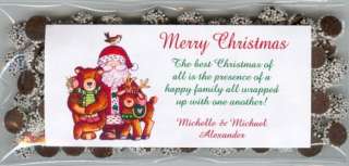 20 PERSONALIZED CLEAR HOLIDAY FAVOR BAGS WITH MATTE FINISH LABELS 