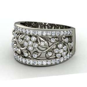 Daisy Chain Ring, 14K White Gold Ring with Diamond