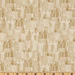  44 Wide City Scapes Total Cream Fabric By The Yard: Arts 