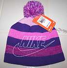   New Nike Athletic Knit Hat Purple Pink Glitter Cute Girl One Size 4 6X