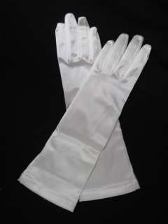 SAKS FIFTH AVENUE White Satin Wrist Length Gloves 7.5  