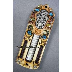  Star of David & Hamesh Hamsa Hand Mezuzah with Shema 